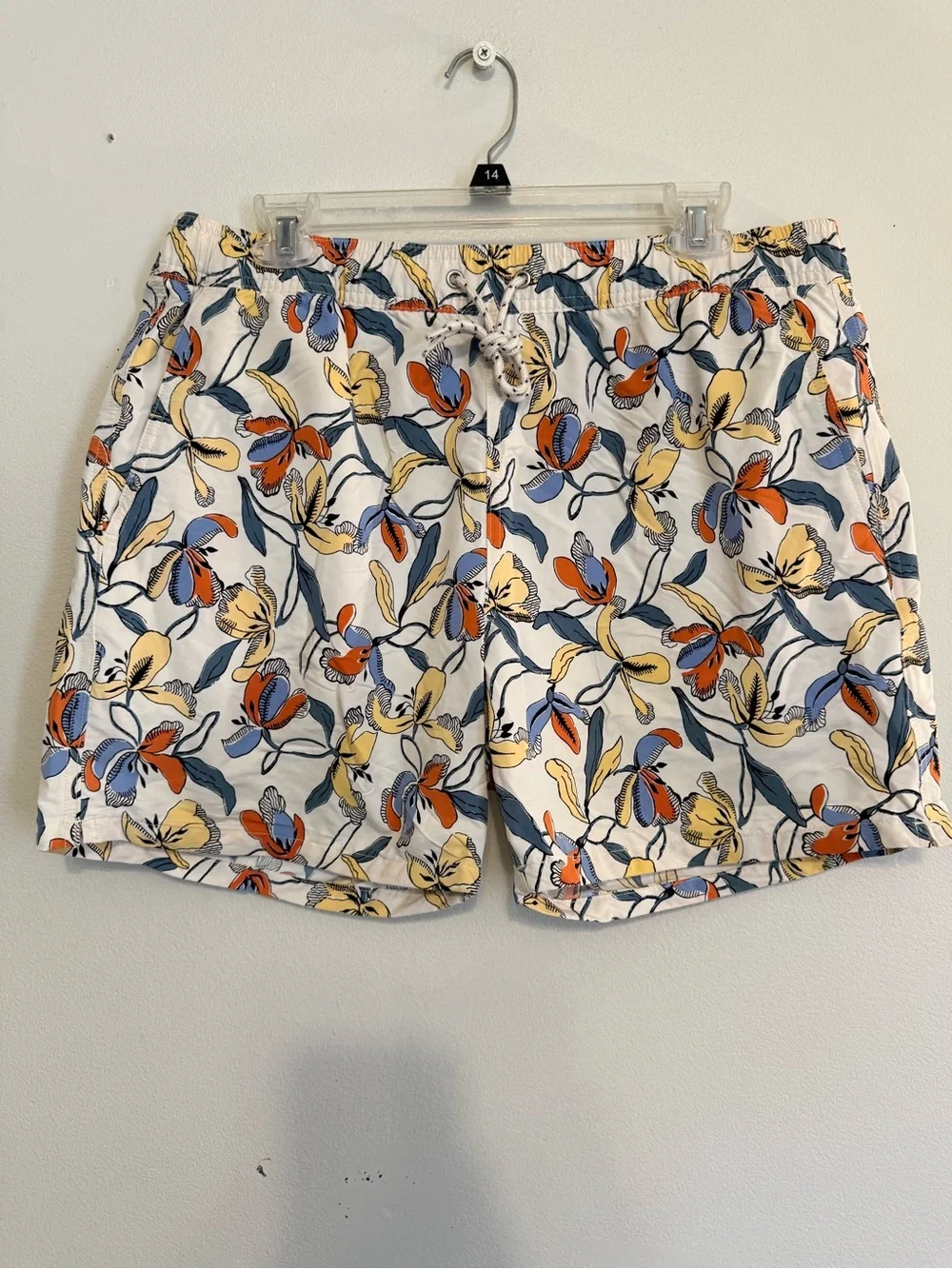 J Crew Mens Swim Trunks Size Large Floral Pockets 6 Inch Inseam